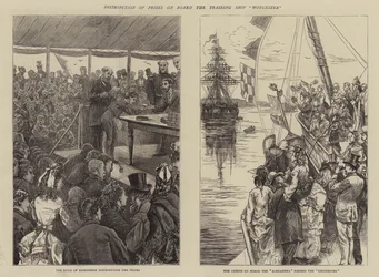 Verteilung der Preise an Bord des Ausbildungsschiffs Worcester